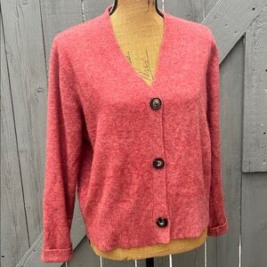 Kerisma Cashmere Blend Knit Cardigan Sweater Boxy Soft Rose Size Medium Large